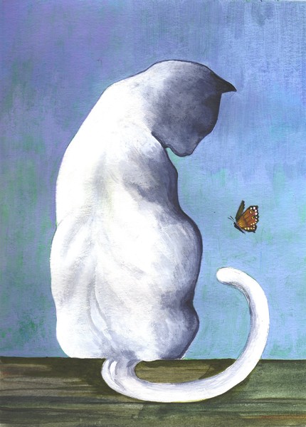 White Cat and Butterfly