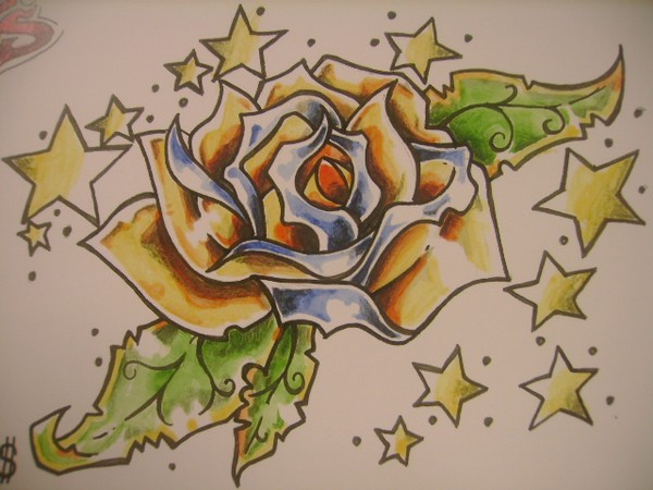 blue and gold flower