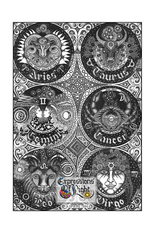 ExpoLight-Graphic-Arts-Zodiac-1994-6-Poster-Set-0001 (Pen-&-Ink-Mono-SP)