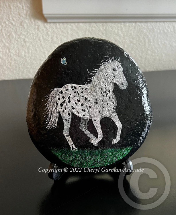 Leopard Appaloosa Horse Dot Art River Stone