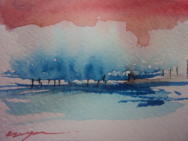 aceo watercolor landscape