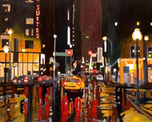 Pratt St. At Calvert St. -  Rainy Night