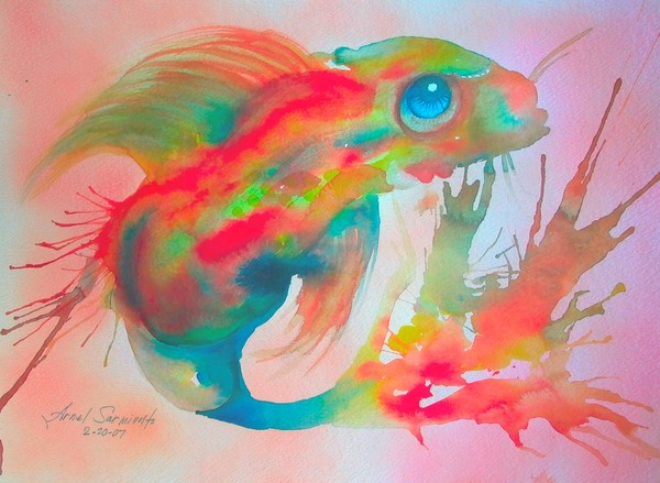 ORIGINAL WATERCOLOR GOLD FISH 8