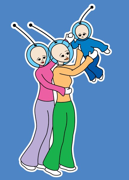 Anik and Jenka with their new baby, Edo.