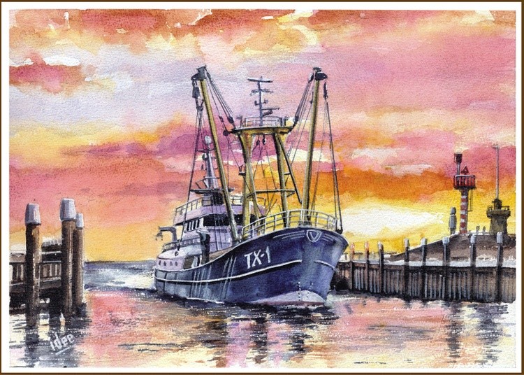 Entering the harbor at dawn