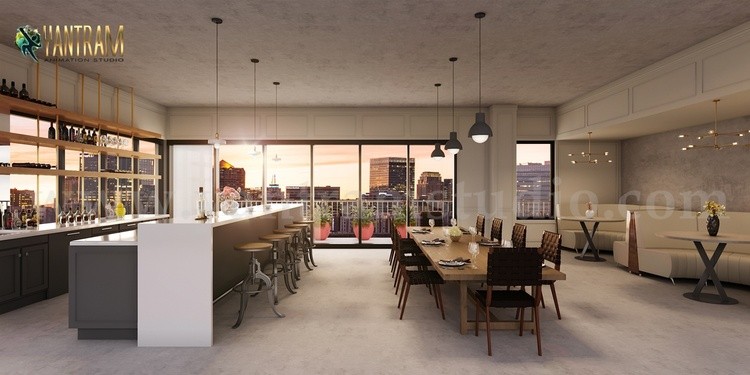 Luxury Club House 3D Interior Design Rendering Service by Yantram Architectural Studio, Italy