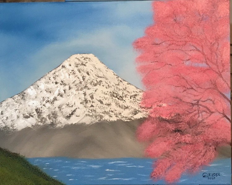 MT. Fuji with cherry blossom tree