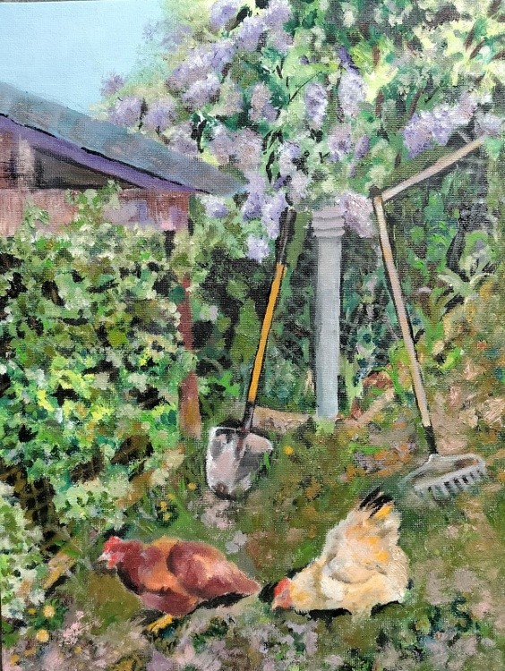 Lilacs by the chicken coop