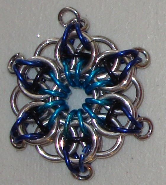 blue black aqua celtic star pendant 1 1 2 in