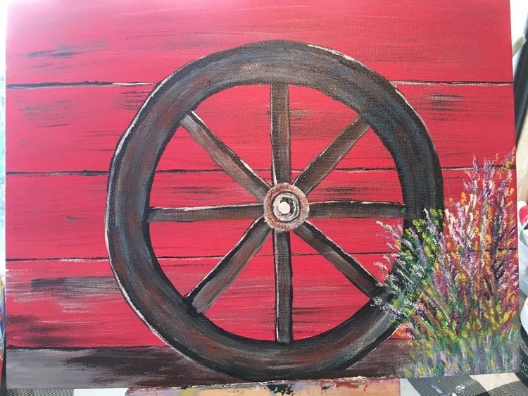 My wheel and barn painting I finished today