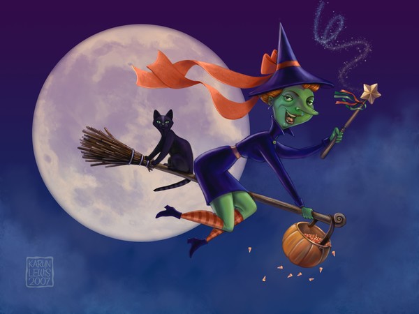 Flying Halloween Witch