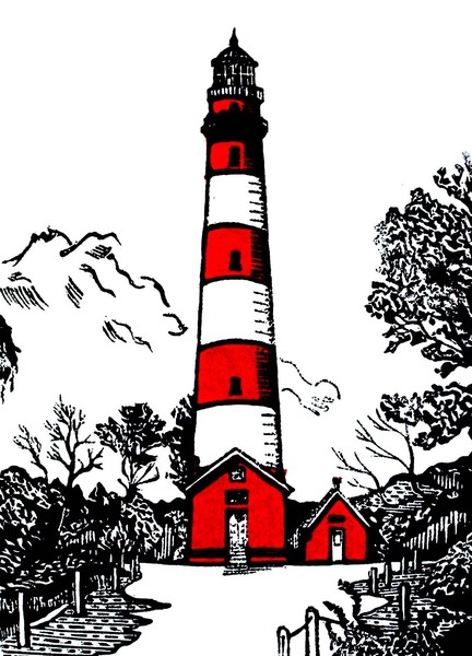 Assateague Island Lighthouse -2 color block print