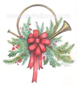 French Horn Christmas Drawing