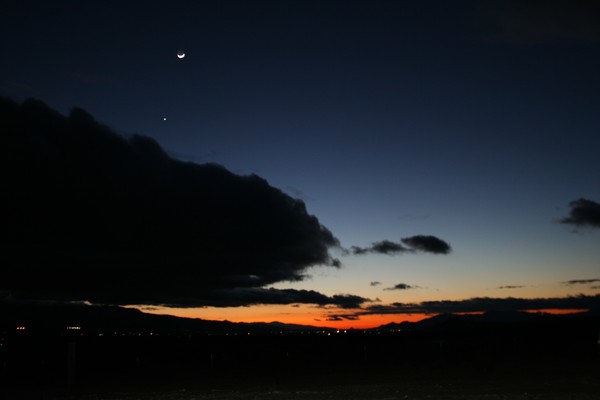 Moon and Star at Sunset