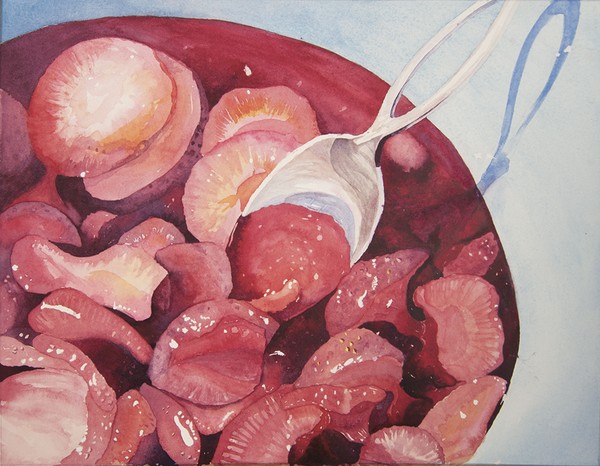 Cut Strawberries In Bowl