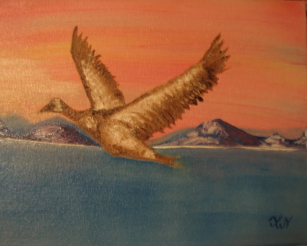 Goose Flying Over Water