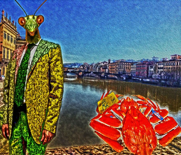 Scaramacai meets a crab on Arno river