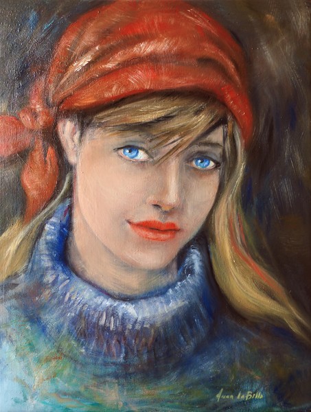 girl with a red scarf