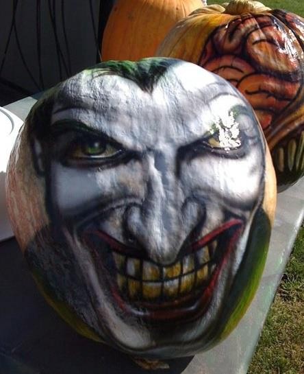 Joker airbrushed pumpkin