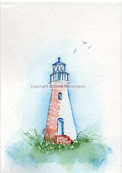 Cockspur Lighthouse watercolor