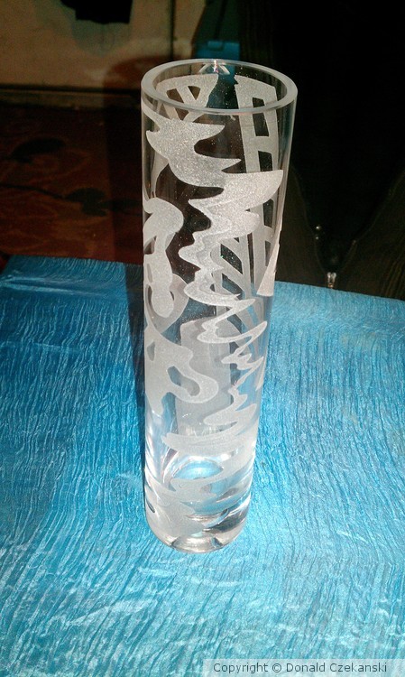 Sandblast-etched Glass Vase