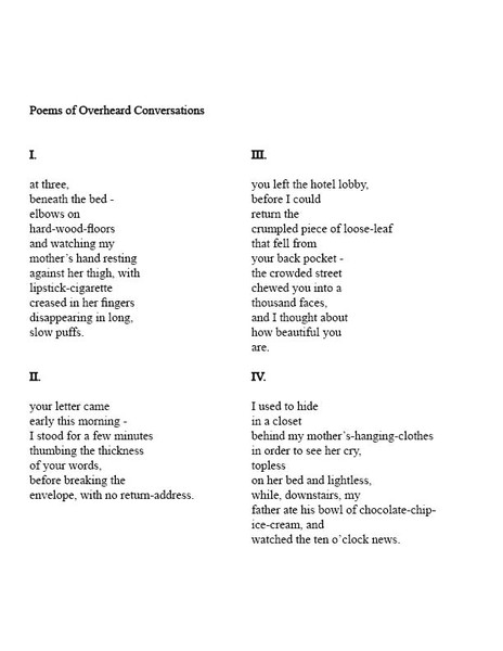 Poems of Overheard Conversations