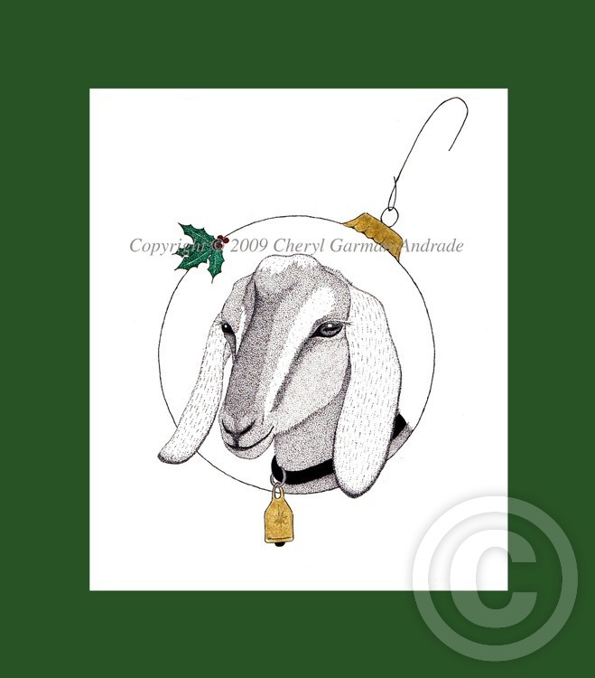 Christmas Goat Pen and Ink Pointillism