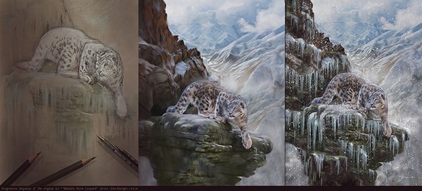 Valhalla in Progress ( original snow leopard art)
