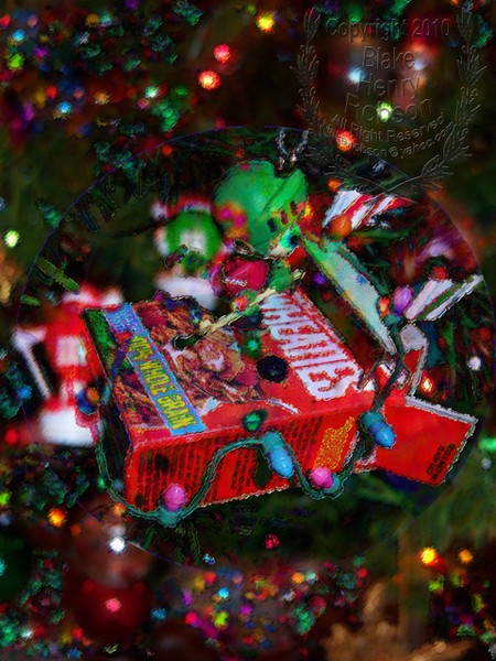 Christmas tree, ornaments, tinsel & colorful light