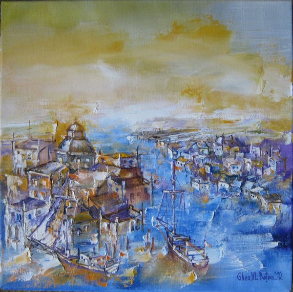 'VIEW OF OLD HARBOUR'-OIL on CANVASS'