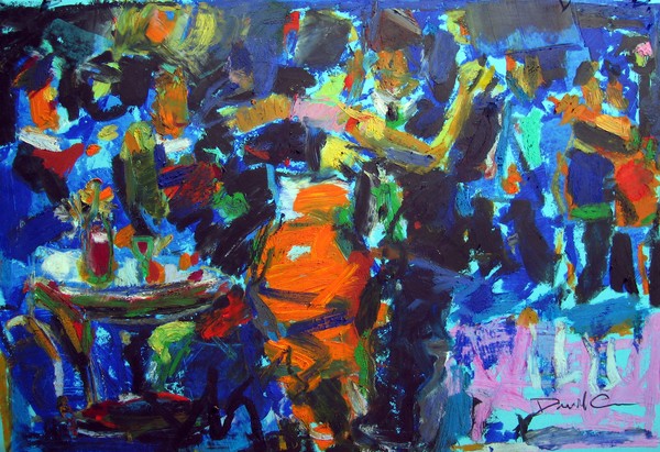 Milonga 34 x 49 cm oil bars on paper