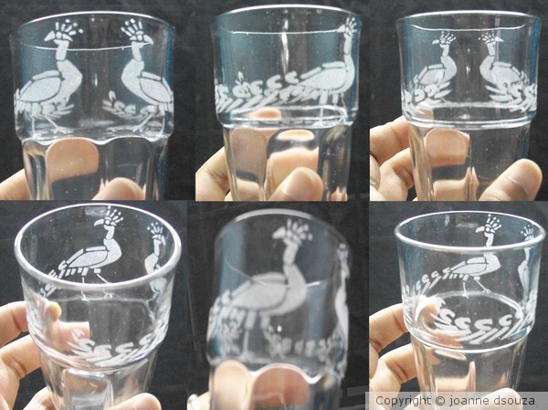 glass engraving - peacock