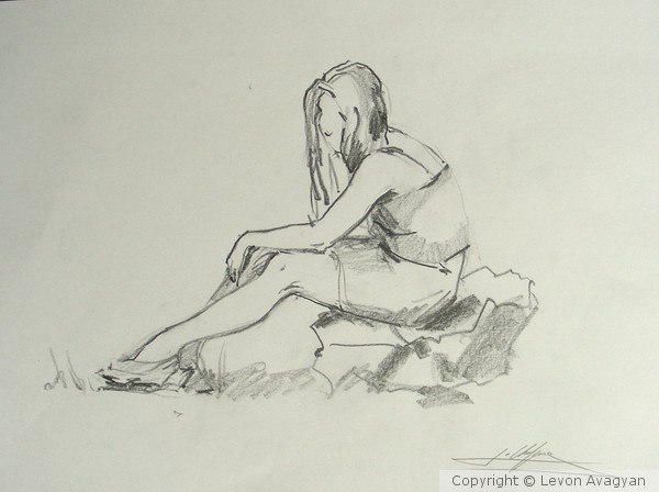 Girl on stone