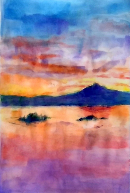 Mt Tam Sunset Watercolor