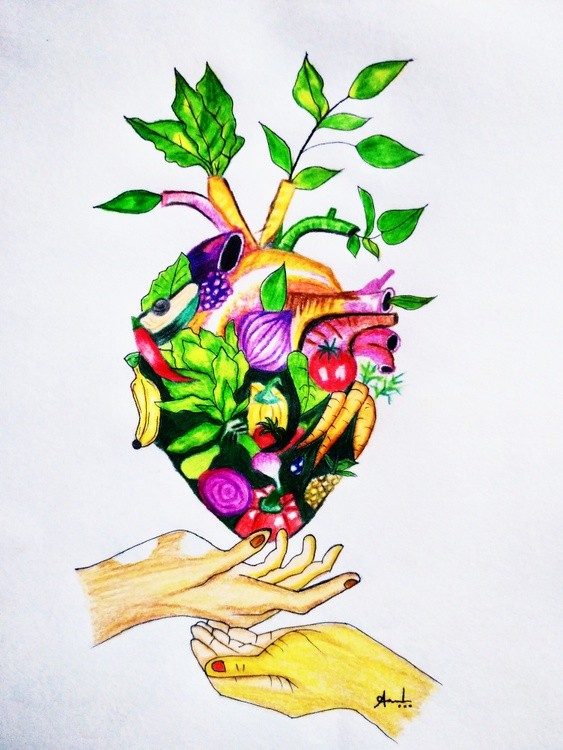 Fruit & vegetables heart art.. 