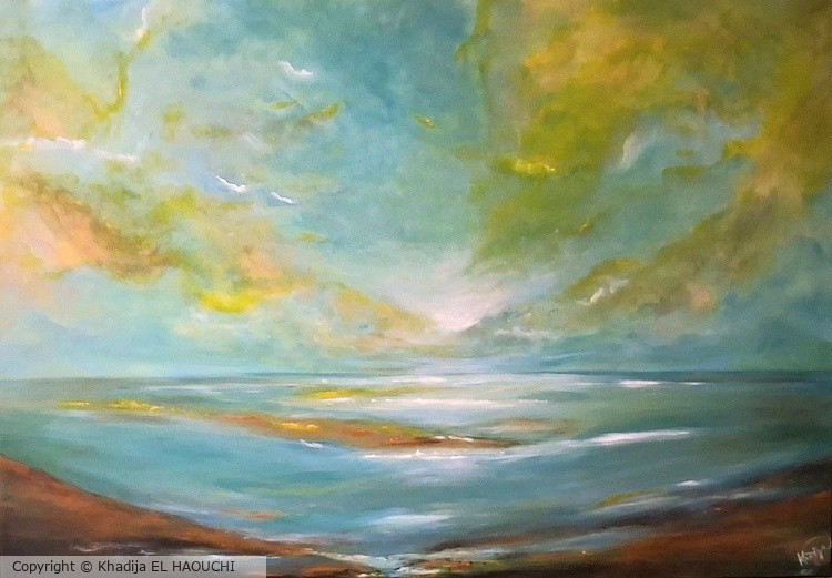 Réconciliation- art abstrait- paysage atmosphérique- contemporain- Khadija El Haouchi artiste peintr
