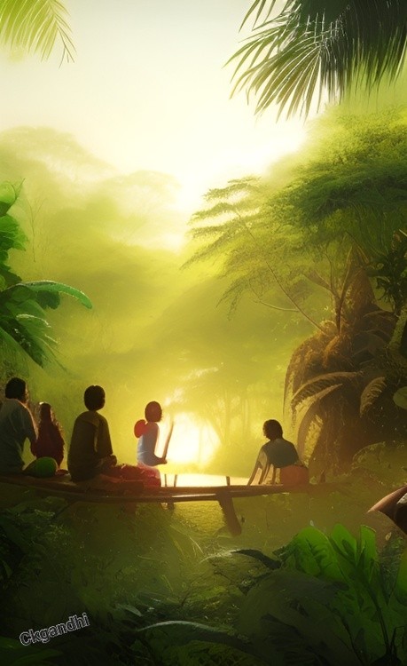 Fishing in a jungle lake