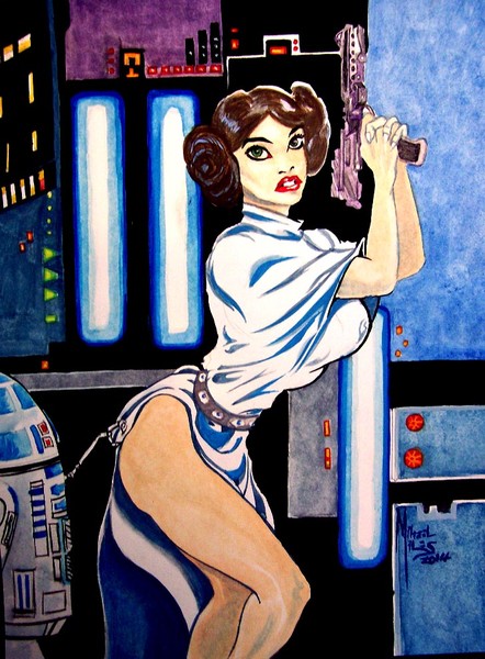 R2D2 playing with Leia
