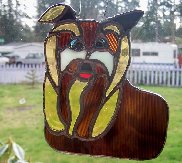 Yorkshire Terrier (Yorkie) Stained Glass Suncatche