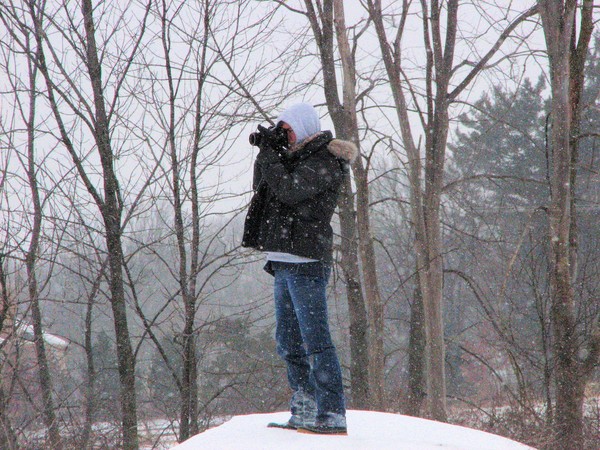 Taking shots on a snowy day