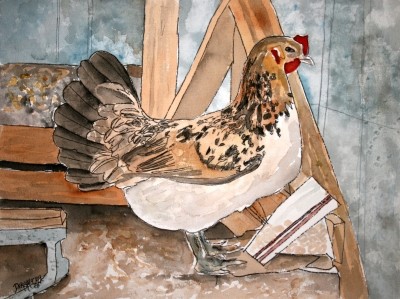 chicken painting print