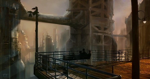 City pier 1 matte painting