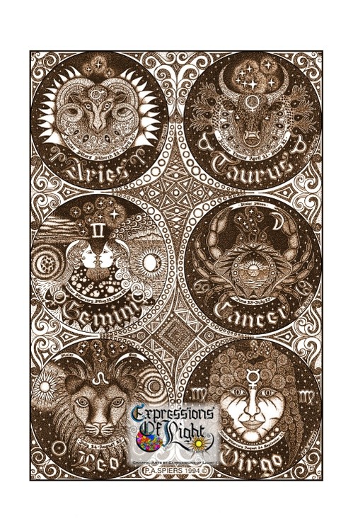 ExpoLight-Graphic-Arts-Zodiac-1994-6-Poster-Set-0001 (Pen-&-Ink-Sepia-SP)