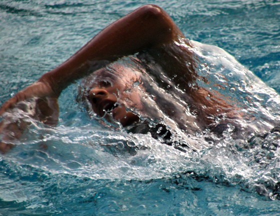 A swimmer in action