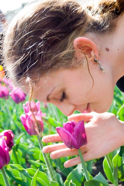 The girl and a flower