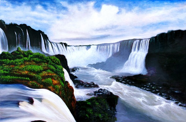Romance often begins by a splashing waterfall