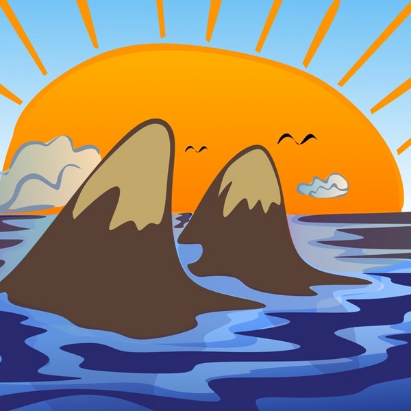 Coloful sunset with mountains