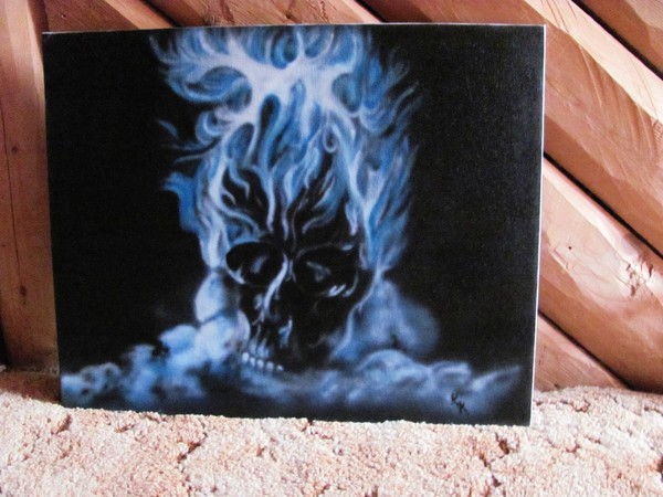 Flaming skull