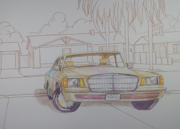 83 mercedes, in my front yard