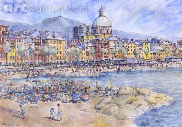 Panoramica del lungomare di Genova pegli